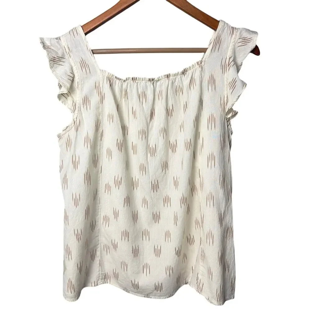 Madewell XS Smocked Ruffle-Strap Tank Top Ikat Pattern Size M Boho Indie Coastal - Picture 3 of 8